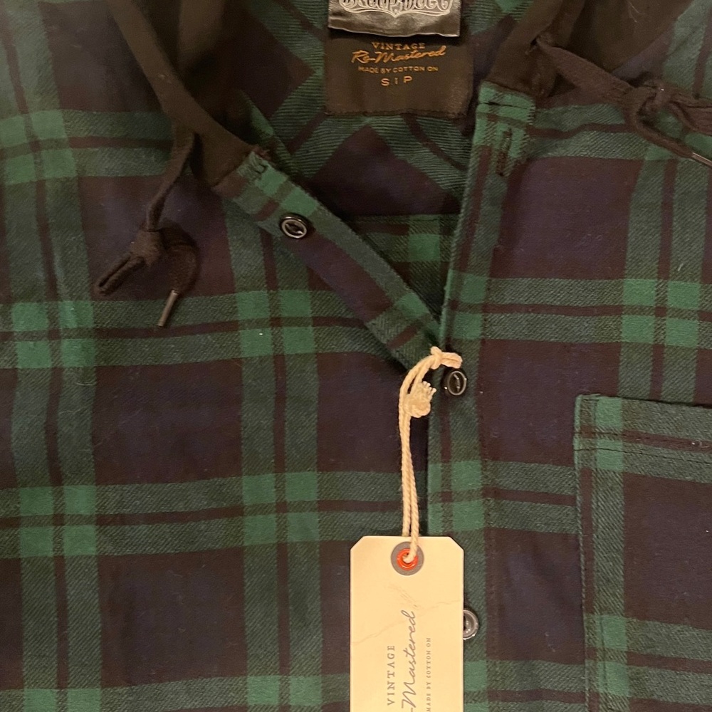 NWT Snoop Dogg Doggfather Hoody Hoodie Size S Green Black Plaid Shirt Cotton - Picture 3 of 4